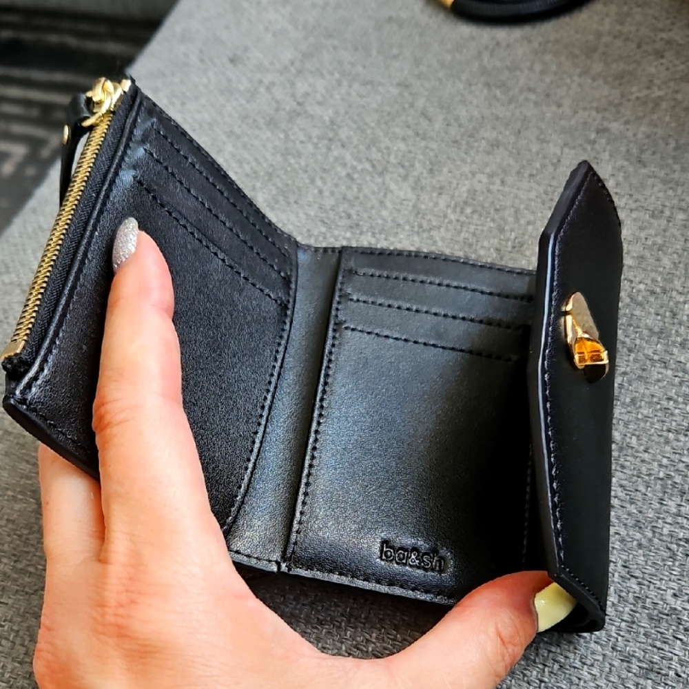 ba&sh Black Wallet with Gold Details